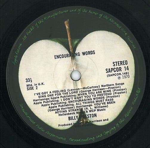 BILLY PRESTON Encouraging Words Vinyl Record LP Apple 1970